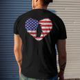 Penguin Vintage American Flag Heart 4Th Of July Animal Lover Classic Men's Back Print T-shirt Gifts for Him