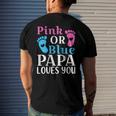 Mens Pink Or Blue Papa Loves You Cute Gender Reveal Father Men's Back Print T-shirt Gifts for Him
