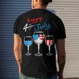 Red Wine Blue 4Th Of July Wine Red White Blue Wine Glasses V4 Men's Crewneck Short Sleeve Back Print T-shirt Gifts for Him