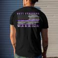 Rett Syndrome Warrior Usa Flag United States Flag Purple Ribbon Rett Syndrome Rett Syndrome Awareness Men's Crewneck Short Sleeve Back Print T-shirt Gifts for Him