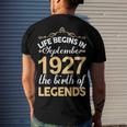 September 1927 Birthday Life Begins In September 1927 V2 Men's T-Shirt Back Print Gifts for Him