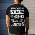 September 1993 Birthday Life Begins In September 1993 Men's T-Shirt Back Print Gifts for Him