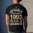September 1993 Birthday Life Begins In September 1993 V2 Men's T-Shirt Back Print Gifts for Him