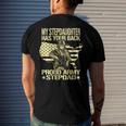 Mens My Stepdaughter Has Your Back - Proud Army Stepdad Dad Men's Back Print T-shirt Gifts for Him