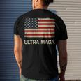 Ultra Maga United State Flag Men's Crewneck Short Sleeve Back Print T-shirt Gifts for Him