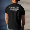 Whiskey Steak Guns Freedom Est 1776 National Day Men's Back Print T-shirt Gifts for Him