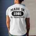 1981 Birthday Made In 1981 All Original Parts Men's T-Shirt Back Print Gifts for Him