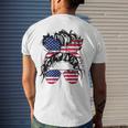 4Th Of July American Flag Patriotic Daughter Messy Bun Usa Men's Back Print T-shirt Gifts for Him