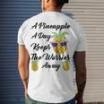 A Pineapple A Day Keeps The Worries Away Funny Pineapple Gift Pineapple Lover Men's Crewneck Short Sleeve Back Print T-shirt Gifts for Him