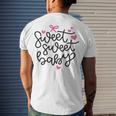 Baby Shower Text Pink Heart Ribbon Design Sweet Sweet Baby Men's Crewneck Short Sleeve Back Print T-shirt Gifts for Him