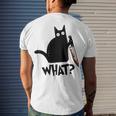 Cat What Murderous Black Cat With Knife Men's Crewneck Short Sleeve Back Print T-shirt Gifts for Him