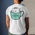 Cute Cat In Mug Men's Crewneck Short Sleeve Back Print T-shirt Gifts for Him