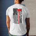Distressed Patriot Axe Thin Red Line American Flag Men's Back Print T-shirt Gifts for Him