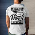 Education Is Important But Rugby Is Importanter Men's Crewneck Short Sleeve Back Print T-shirt Gifts for Him