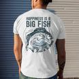 Happiness Is A Big Fish And A Witness Fisherman Dad Blue Men's Crewneck Short Sleeve Back Print T-shirt Gifts for Him