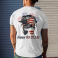 Happy 4Th Of July Messy Bun American Flag Firework Men's T-shirt Back Print Gifts for Him
