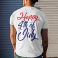 Happy 4Th Of July Dark Red Blue Text Men's Crewneck Short Sleeve Back Print T-shirt Gifts for Him