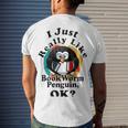 I Really Like Book Worm Penguin Ok Men's Crewneck Short Sleeve Back Print T-shirt Gifts for Him