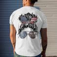 Messy Bun American Flag Glasses 4Th Of July Patriotic Men's T-shirt Back Print Gifts for Him