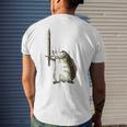 Mighty Hedgehog With Long Sword Men's Back Print T-shirt Gifts for Him