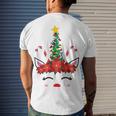 New Christmas Unicorn Face Santicorn Poinsettia Crown Cute V2 Men's Crewneck Short Sleeve Back Print T-shirt Gifts for Him