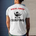 Surfing Men Sport Awesome Idea Real Men Play Surfing Men's Crewneck Short Sleeve Back Print T-shirt Gifts for Him