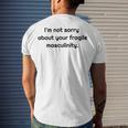 Too Clumsy To Be Around Fragile Masculinity 213 Shirt Men's Crewneck Short Sleeve Back Print T-shirt Gifts for Him