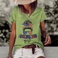 American Girl Messy Bun 4Th Of July Mom Usa Women Women's Short Sleeve Loose T-shirt Green