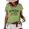 Girls Trip Cheaper Than Therapy Women's Short Sleeve Loose T-shirt Green