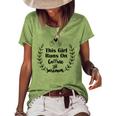 Official This Girl Runs On Caffeine And Sarcasm Women's Short Sleeve Loose T-shirt Green