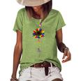 Rainbow Sunflower Love Is Love Lgbt Gay Lesbian Pride Women's Short Sleeve Loose T-shirt Green
