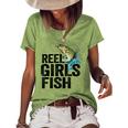 Reel Girl Fish Women's Short Sleeve Loose T-shirt Green