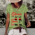 Womens Divas Are Born On June 30Th Cancer Girl Astrology June Queen V Neck Women's Short Sleeve Loose T-shirt Green