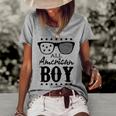 All American Boy 4Th Of July Boys Kids Sunglasses Family Women's Short Sleeve Loose T-shirt Grey