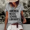 America Needs School Libraries Women's Short Sleeve Loose T-shirt Grey