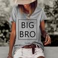 Big Bro Brother Announcement Gifts Dada Mama Family Matching Women's Short Sleeve Loose T-shirt Grey