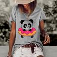 Cute Panda Bear Pandas Donut Sprinkles Women's Short Sleeve Loose T-shirt Grey