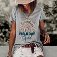 Cute Rainbow Field Squad Last Day Of School Field Leopard Women's Short Sleeve Loose T-shirt Grey