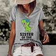 Dinosaur Birthday Sister Of The Birthday Boy Women's Short Sleeve Loose T-shirt Grey