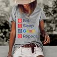 Eat Sleep Game Repeat Women's Short Sleeve Loose T-shirt Grey