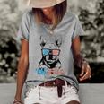 Funny Frenchie Merica Gift Boys Girls Dog Lover 4Th July Women's Short Sleeve Loose T-shirt Grey
