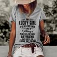 I Am A Lucky Girl I Never Dreamed Im End Up Dating A Perfect Freakin V2 Women's Short Sleeve Loose T-shirt Grey