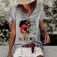 Junenth Is My Independence Day Black Queen And Butterfly Women's Short Sleeve Loose T-shirt Grey