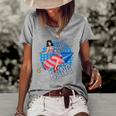 Just Here To Bang Fireworks Fourth Of July Usa Girl American Women's Short Sleeve Loose T-shirt Grey