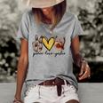 Peace Love Yorkie Dog Lovers Yorkshire Terrier Dad Mom Gift Women's Short Sleeve Loose T-shirt Grey