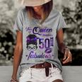 This Queen Makes 50 Look Fabulous 50Th Birthday Messy Bun Women's Loose T-shirt Grey