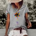 Rainbow Sunflower Love Is Love Lgbt Gay Lesbian Pride Women's Short Sleeve Loose T-shirt Grey