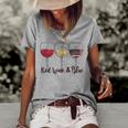 Red Wine & Blue 4Th Of July Wine Red White Blue Wine Glasses V2 Women's Short Sleeve Loose T-shirt Grey