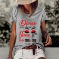 Womens Divas Are Born On June 30Th Cancer Girl Astrology June Queen V Neck Women's Short Sleeve Loose T-shirt Grey