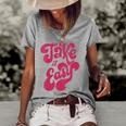 Womens Retro Distressed 70S Take It Easy Women's Short Sleeve Loose T-shirt Grey